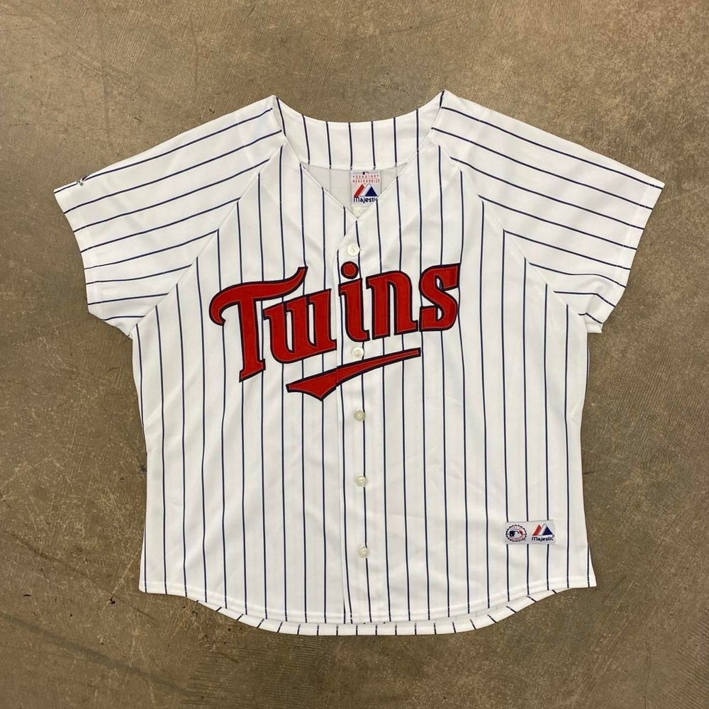 Vintage Minnesota Twins MLB Majestic Pinstripe Baseball Women's Jersey XL